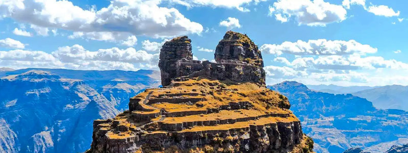 Waqrapukara fortress in Cusco at sunrise
